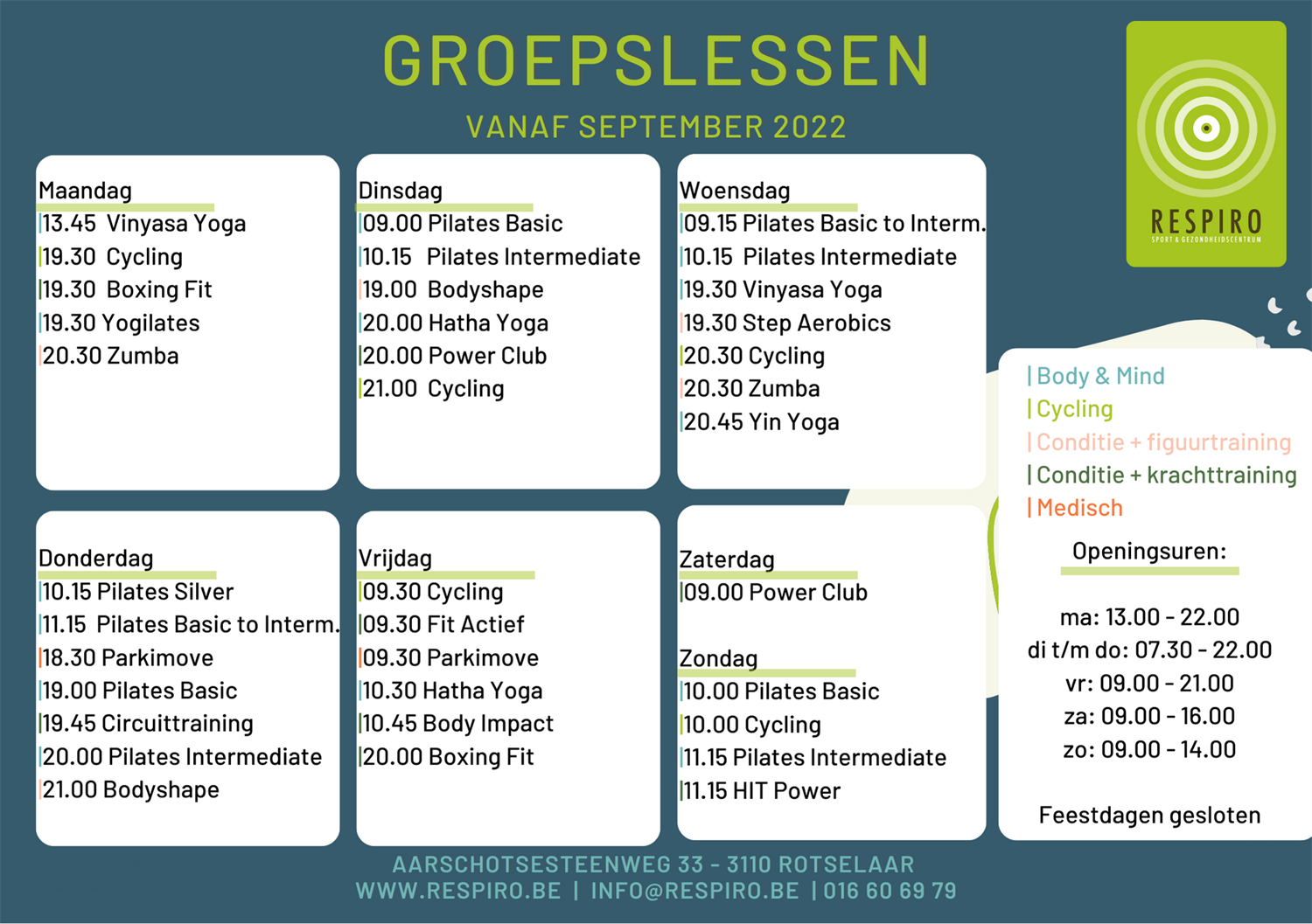Lesrooster vanaf september 2022 Lesrooster vanaf september 2022